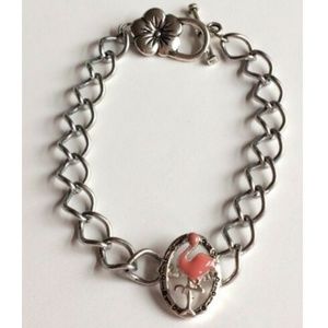 Silver Flamingo Bracelet 8" Hibiscus Island Bird